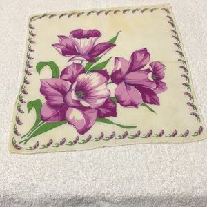 Vintage-13” x 13”- Purple Flower- Hankie-